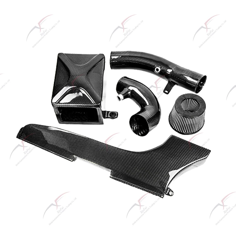Adecuado para piezas automotrices RS3 TTRS 2.5T, Kit de sistema de admisión en frío de fibra de carbono, sistema de filtración de entrada en frío