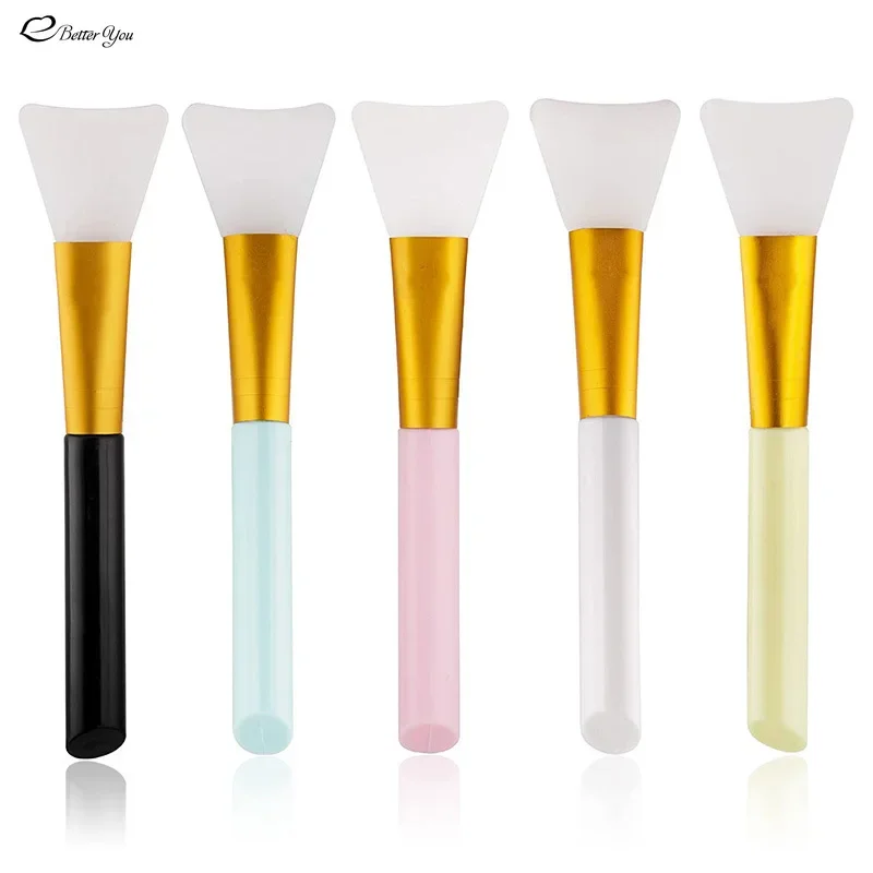 5PC Silicone Facial Mask Brush Face Skin Care Tool Soft-headed DIY Mud Film Adjusting Brush Inclined Tail Apply Face Beauty Tool