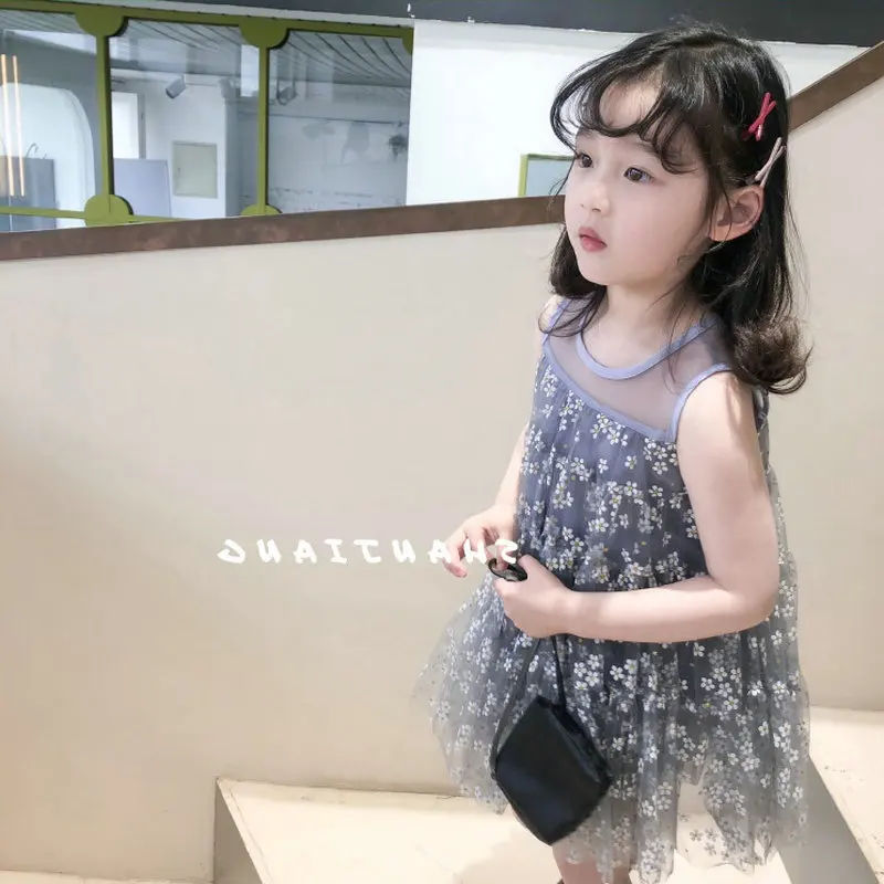 Girls Hazy Flower Dress Princess Dress 2026 Summer New Children's Clothing 3-8 Years Old