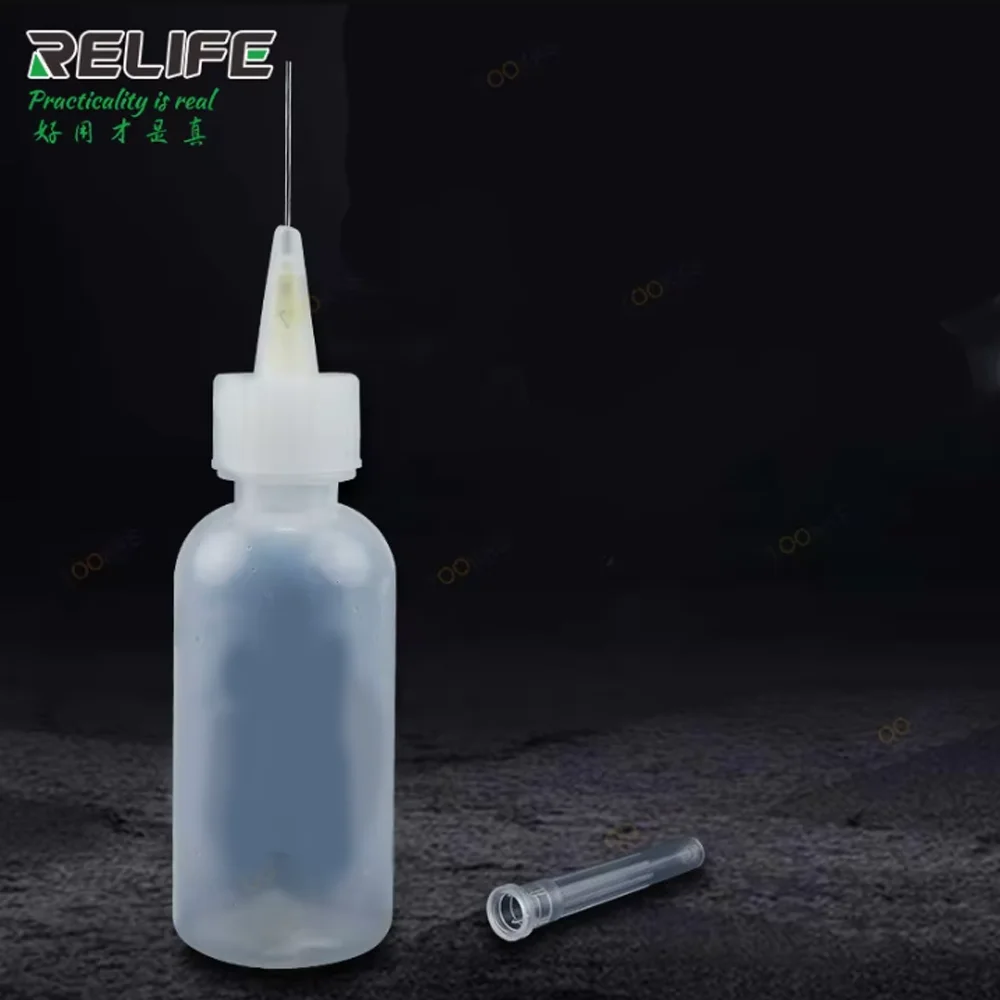 RELIFE RL-054 50ML 솔벤트 병 바늘 팁 납땜 청소 액체 플럭스 알코올 오일 디스펜서 플라스틱 손 빈 병
