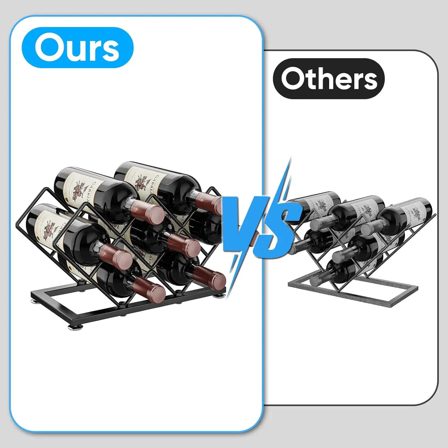 7-Bottle Metal Countertop Wine Rack - Space-Saving Holder for Kitchen, Bar, Cabinet Storage