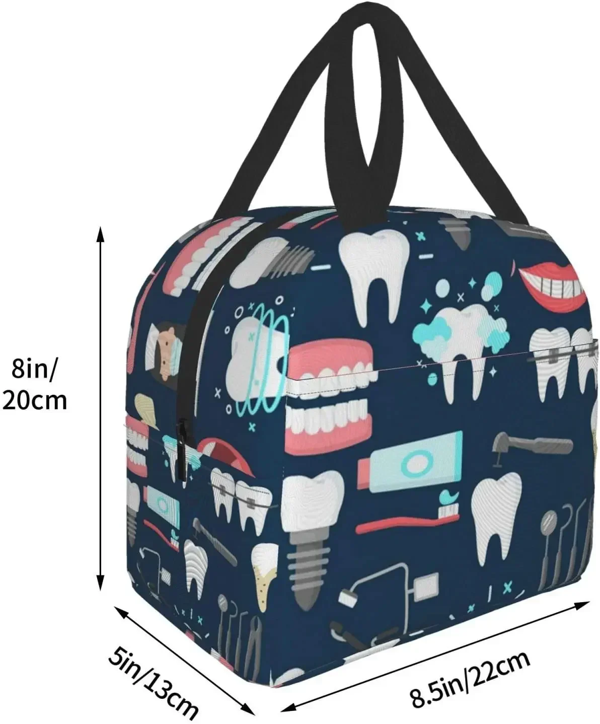 

Dental Pattern Insulated Lunch Bag Leakproof Cooler Lunch Box for Men Women Reusable Thermal Tote Bag for Office Work Picnic