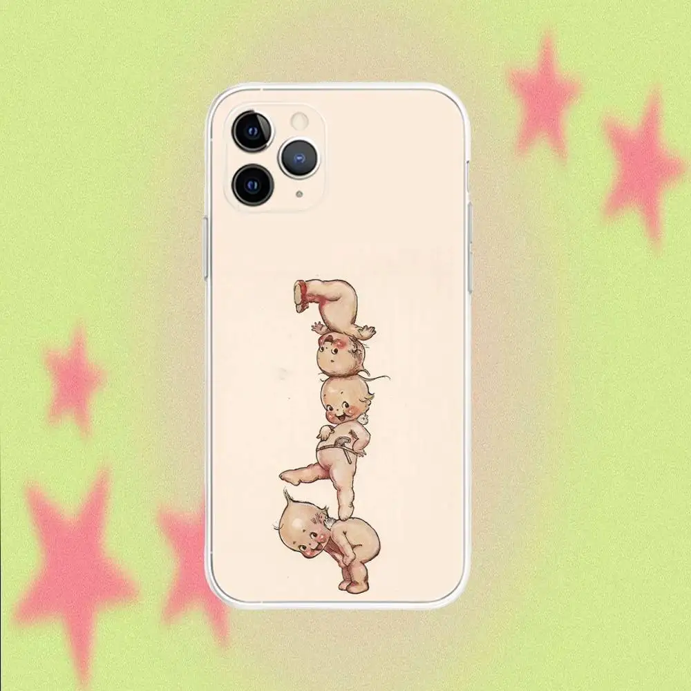 حافظة هاتف Kewpie Cute Angel لهاتف iPhone 17,16,15,14,13,12,11 Pro,Max,Plus,Air,X,XS,XR,SE,Mini شفافة ناعمة