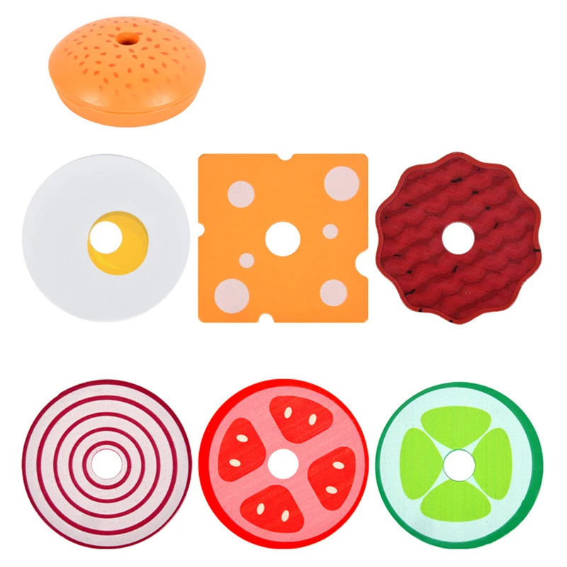 Bricolage semblant jouer jouets Simulation Hamburger forme couleur appairage Puzzle cuisine nourriture jouer maison éducation précoce jouets pour les enfants