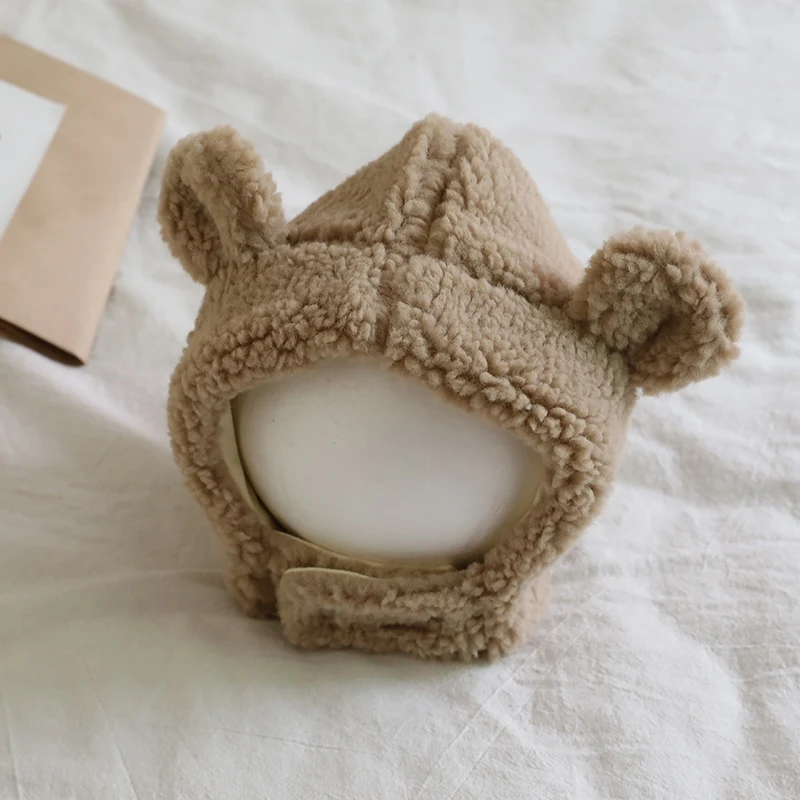 

Cashmere Baby Plush Hat Winter Warm Infant Beanie Cap with Ears Autumn Cute Solid Color Kids Boy Girl Earflap Hats Caps