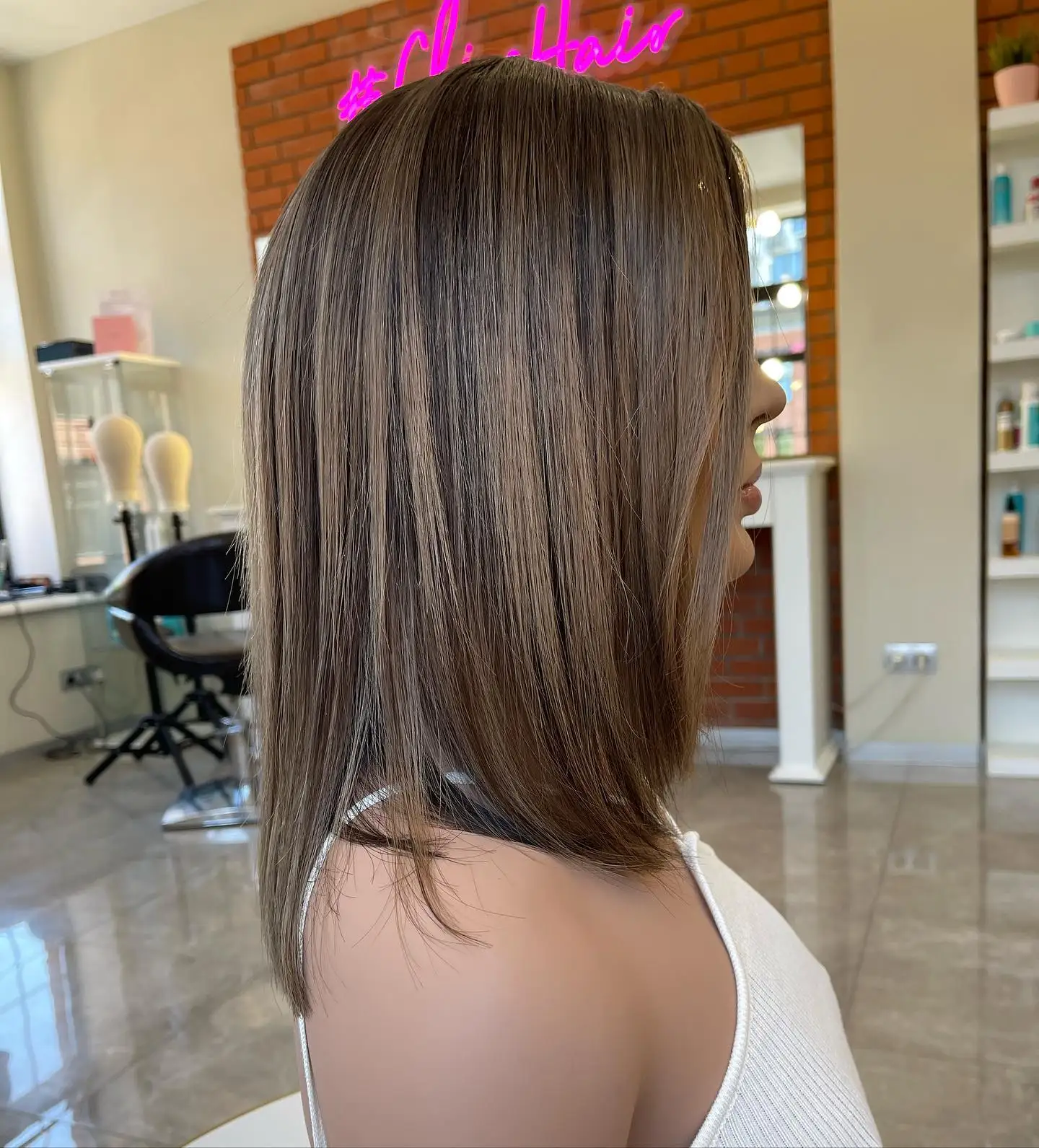 For Women Natural Side Part Wig Ombre Dark Brown Straight Short Bob Synthetic Lace Front Wig Resistant Hairline Wig