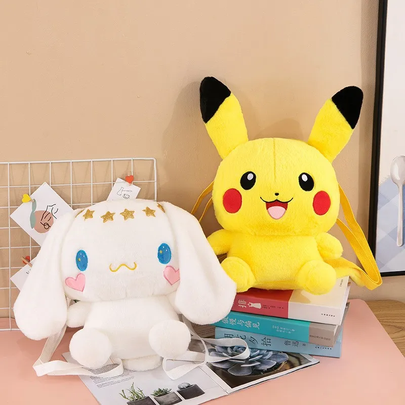 30cm neue Sanrio Plüsch Rucksack niedlichen Kuromi Rucksack Kawaii Cinna moroll Stern Puppe Pikachu Kinder rucksack Geburtstags geschenk