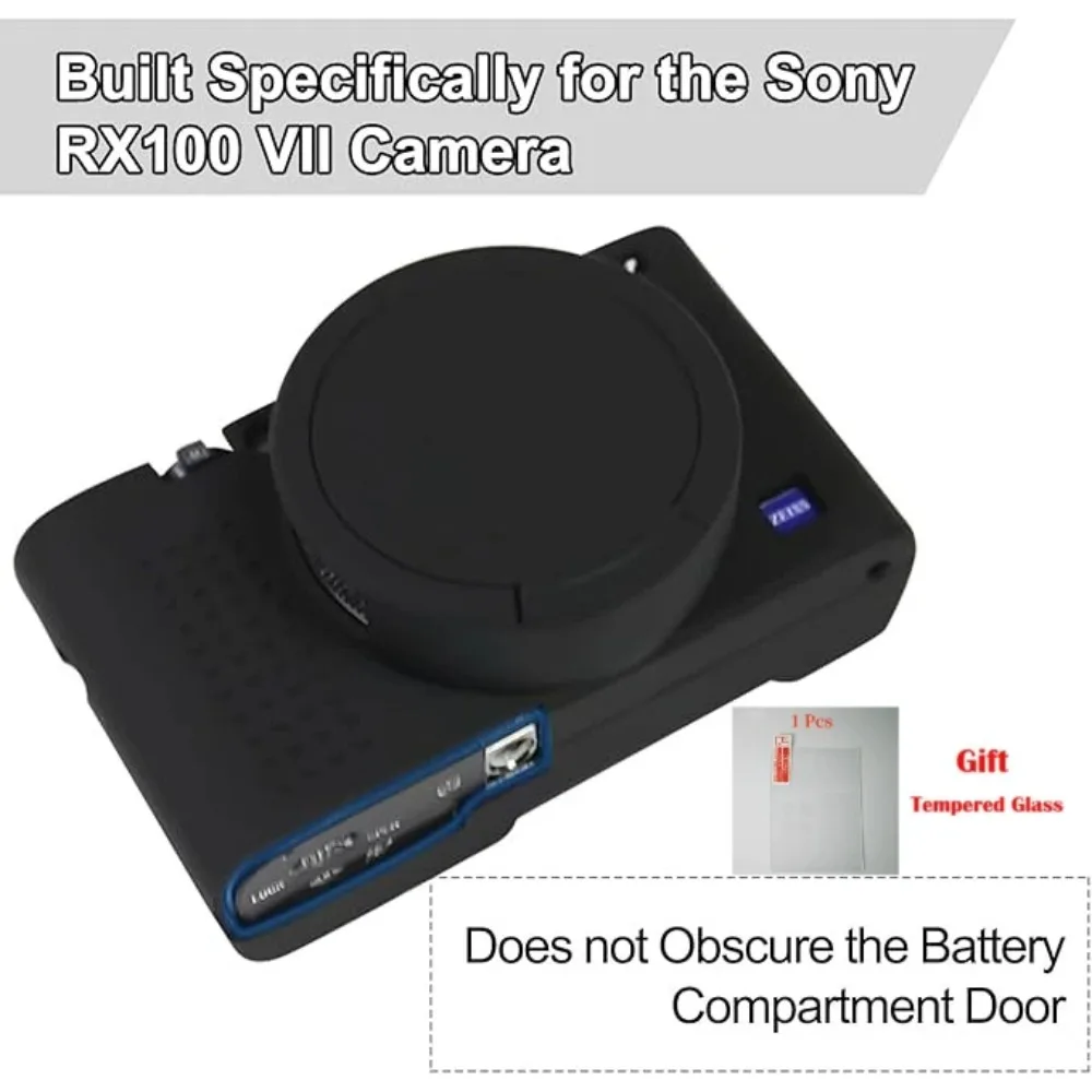 Soft Silicone Protective Cover Protector Skin , For Sony RX100 VII Protector Camera Bag RX100M7 Camera Bag + free tempered film