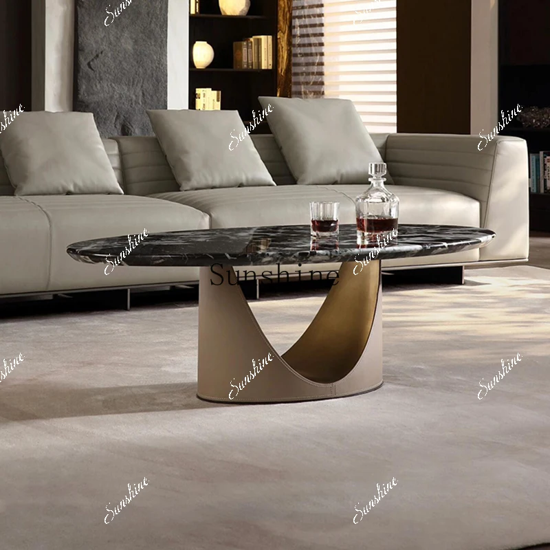 

Living room household light luxury modern high-end Italian minimalist oval coffee table FT