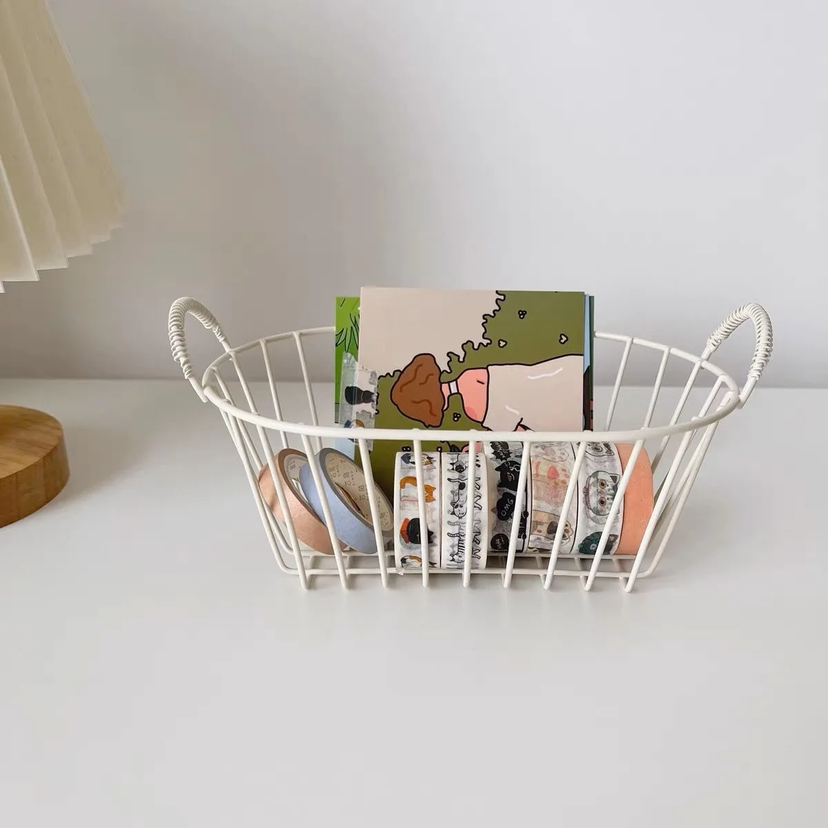 Einfacher Aufbewahrungskorb im nordischen Stil, multifunktionaler Desktop, verschiedene Aufbewahrung und Organisation, Retro-Obstkorb aus Eisen, Snack-Tablett