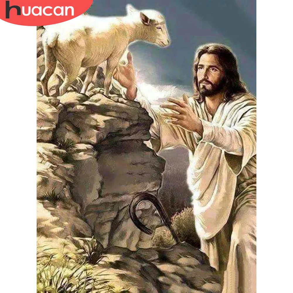 HUACAN 5D Diamond Embroidery Painting Jesus Full Drill Squar