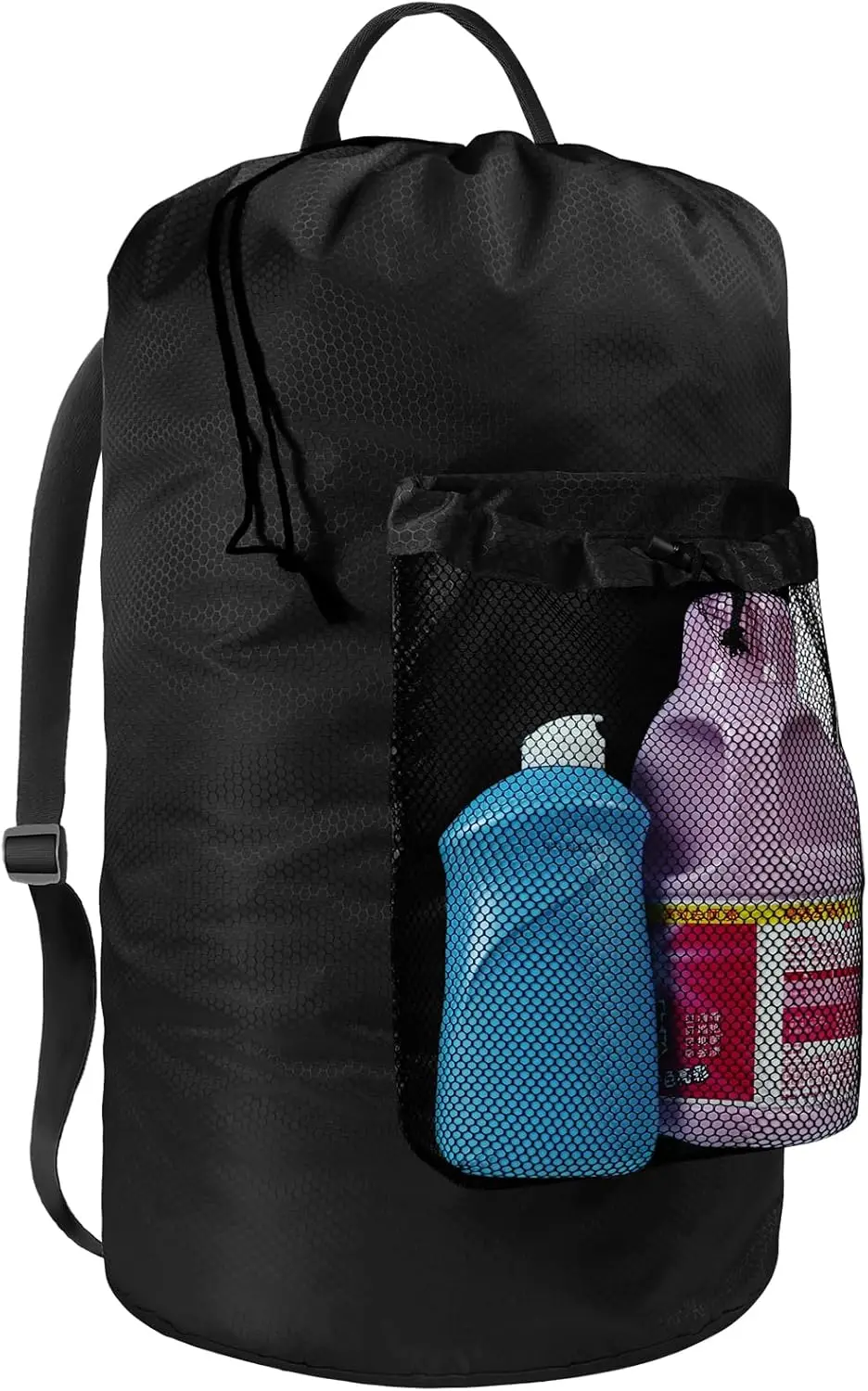 

Laundry Bag with Shoulder Straps and Mesh Pocket Laundry Backpack Large Portable Laundry Hamper for College Travel, Laundromat,