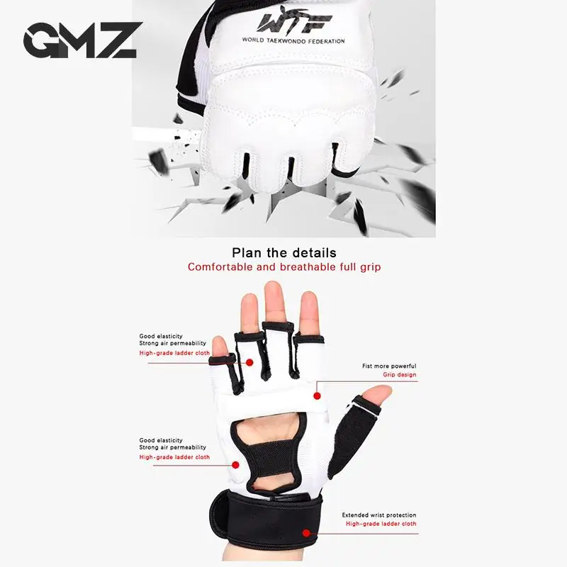 Guantes de mano de cuero para Taekwondo, Protector de muñeca para Karate, boxeo, artes marciales, calcetín Protector de Palma de mano para adultos y