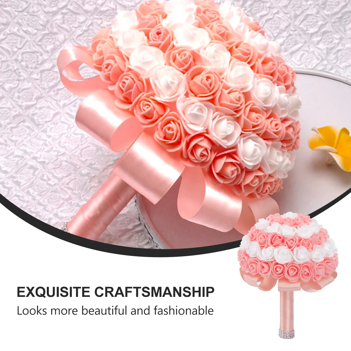 

1Pcs Lifelike Artificial Rose Bouquet Wedding Bouquet for Bride Bridesmaid Decoration Orange Color Premium Craft