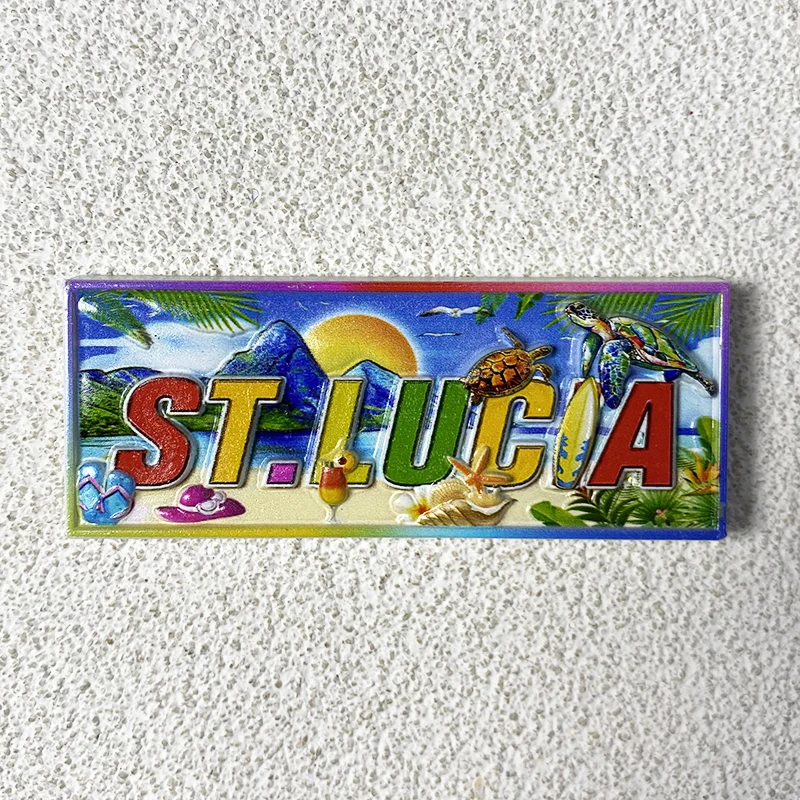 Saint Lucia Souvenirs Home decor items, collectible crafts Letters, beaches, turtles 3D stereo magnetic fridge magnets