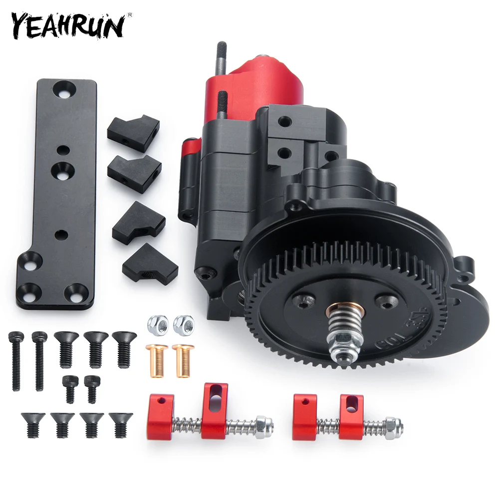 YEAHRUN Metal 2 Speed Complete Transmission Gearbox with Gears For 1/10 Axial SCX10 RC Crawler Car Upgrade Parts