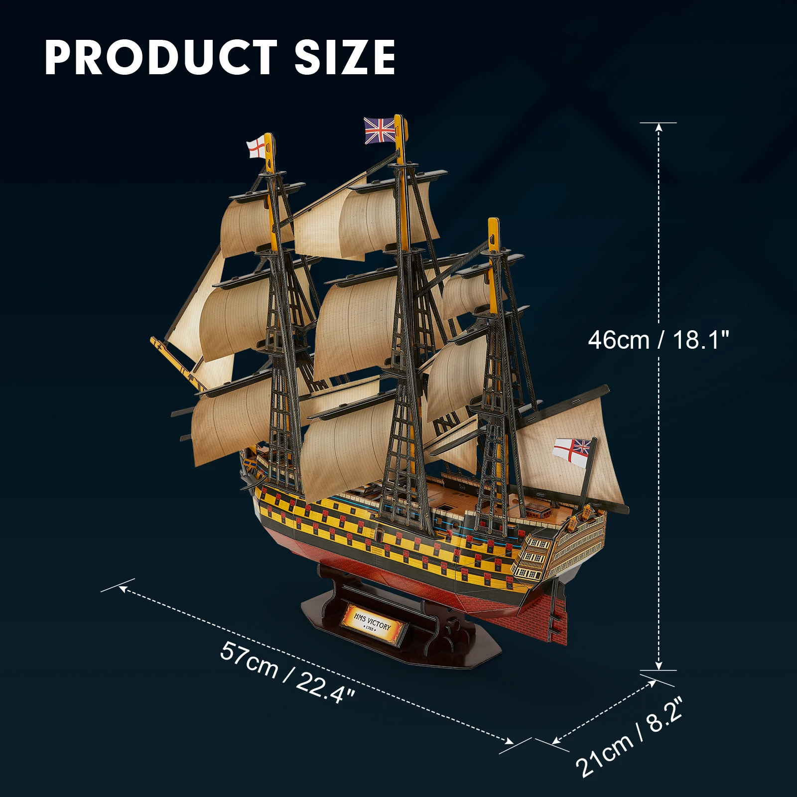 3D Puzzles Large HMS Victory Vessel Ship Sailboat Model Kits for Adults and Teens Toys, 189 Pieces