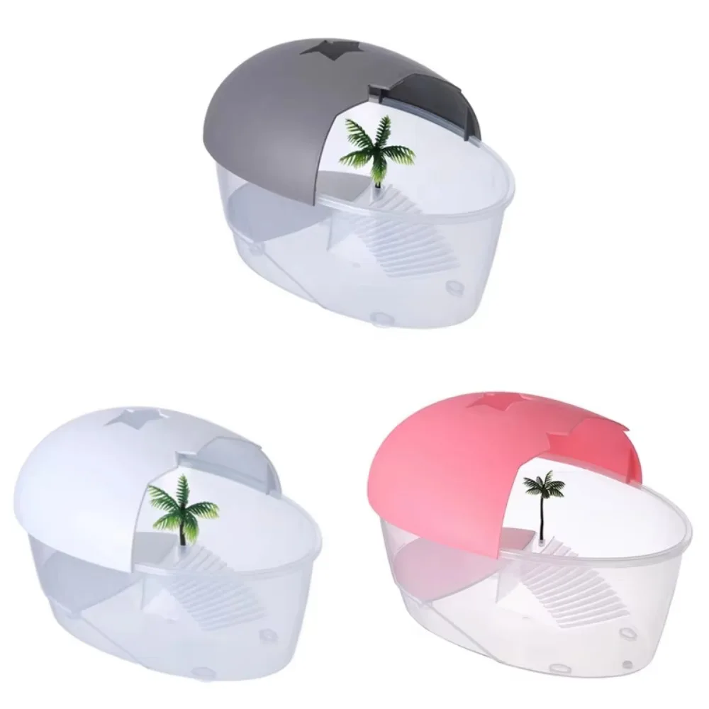 Durable With Cover Turtle Hydroponic Box Recyclable Safety Animal Water Tank Removable Egg-shape Container Box Terrarium Habitat