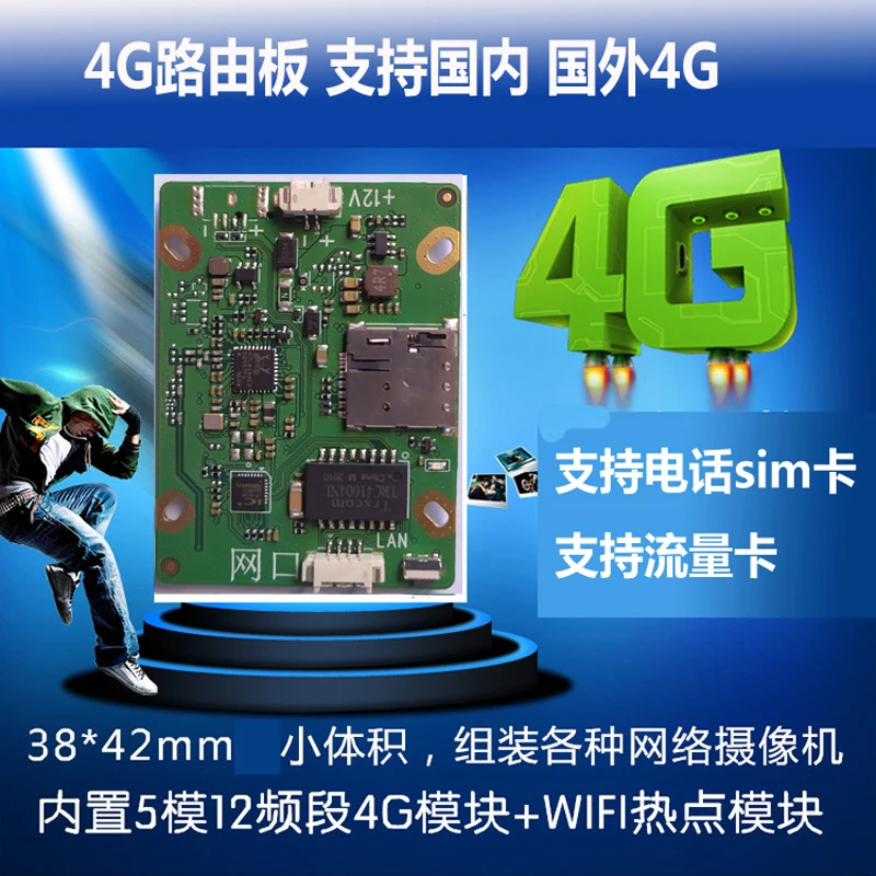 Network Industrial-grade Surveillance Camera Head 4G Router Motherboard Full Netcom Single and Double Network Ports 4G Module