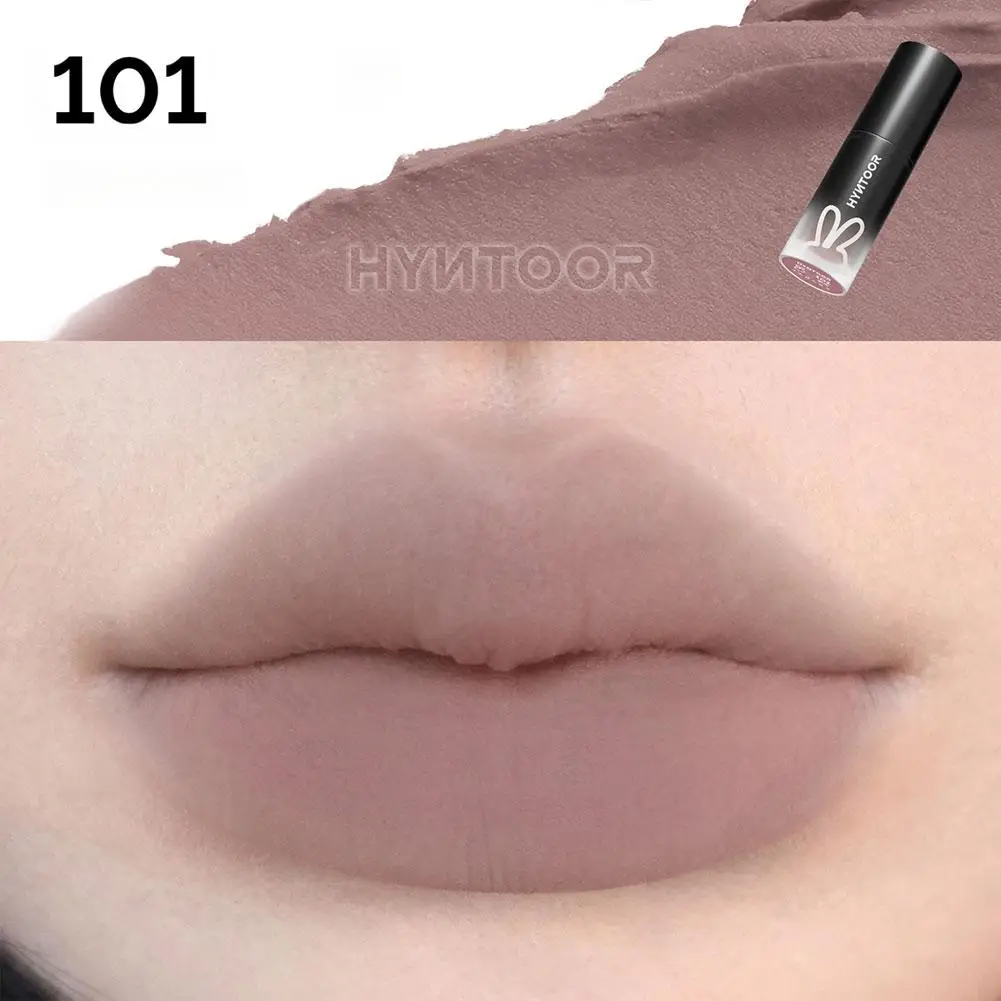 Hyntoor Lipstick Matte Soft Mist Velvet Nude Color Lip Mud Black Gothic High Colors Lip Mud Lasting Non-stick Cup Lip Makeup