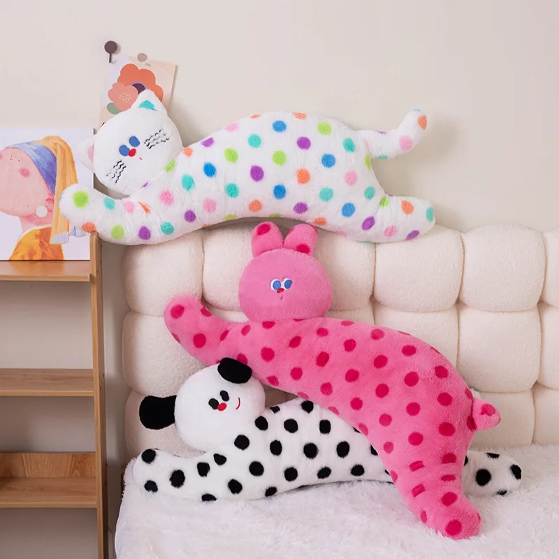 90/120cm Kawaii Fluffy Polka Dots Bunny Cat Dog Plush Cushion Pillow Doll Soft Creative Stuffed Toy Gift