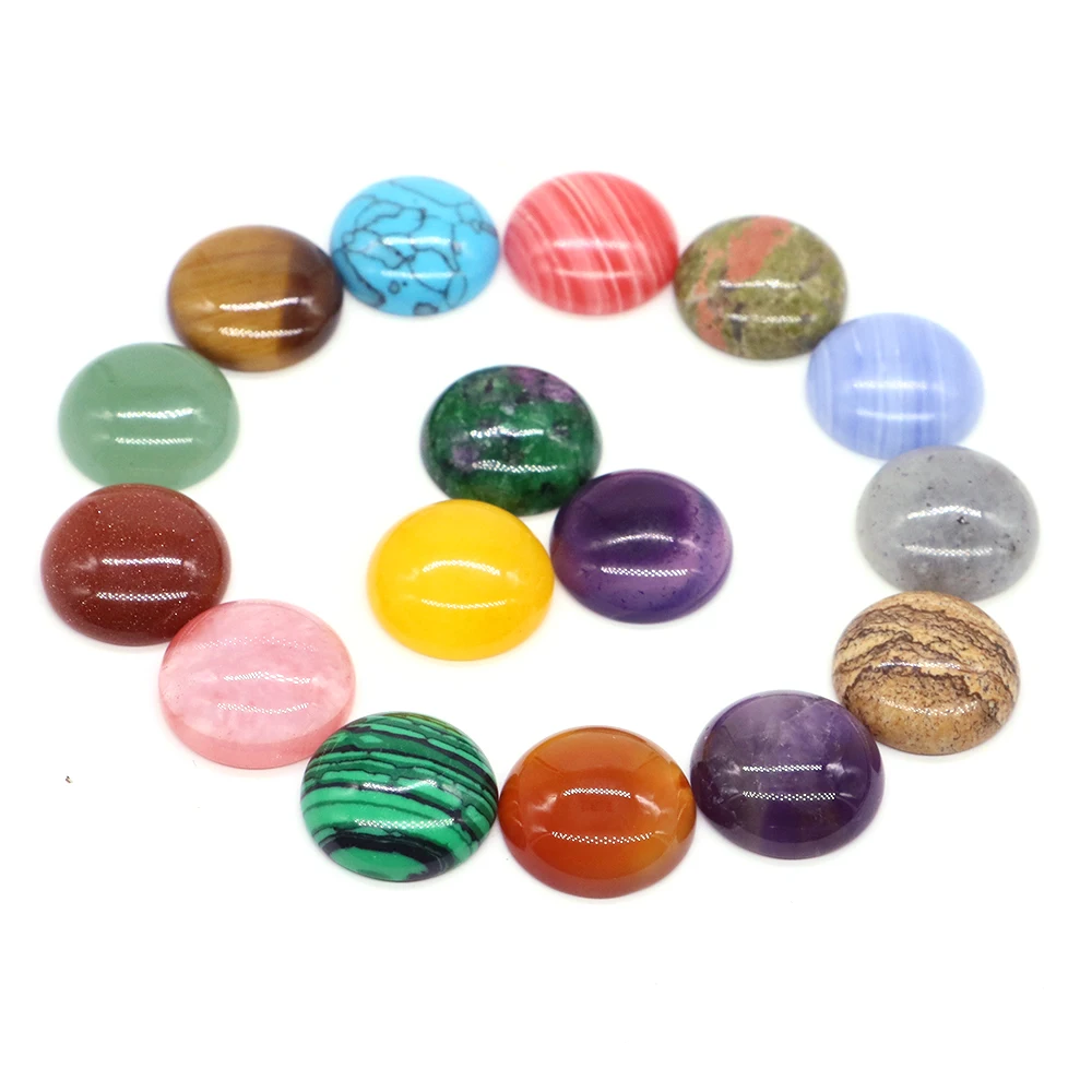5pcs/Lot Natural Stone Cabochon Round Gemstone Beads DIY Crystal Healing Ring Necklace Jewelry Making 6 8 10 12 14 16 18 20 25mm view 5