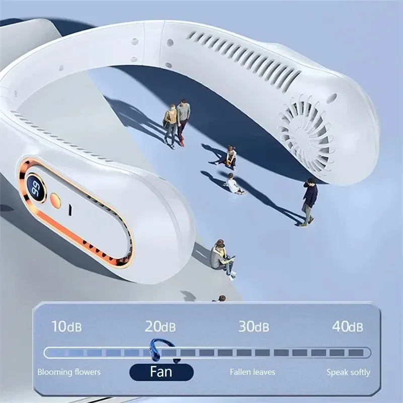 مروحة خالية من الشفرة صغيرة الحجم طويلة العمر محمولة كسول مروحة صامتة شحن USB طالب الرياضة مكتب شاشة ديجيتال الطاقة 5 والعتاد