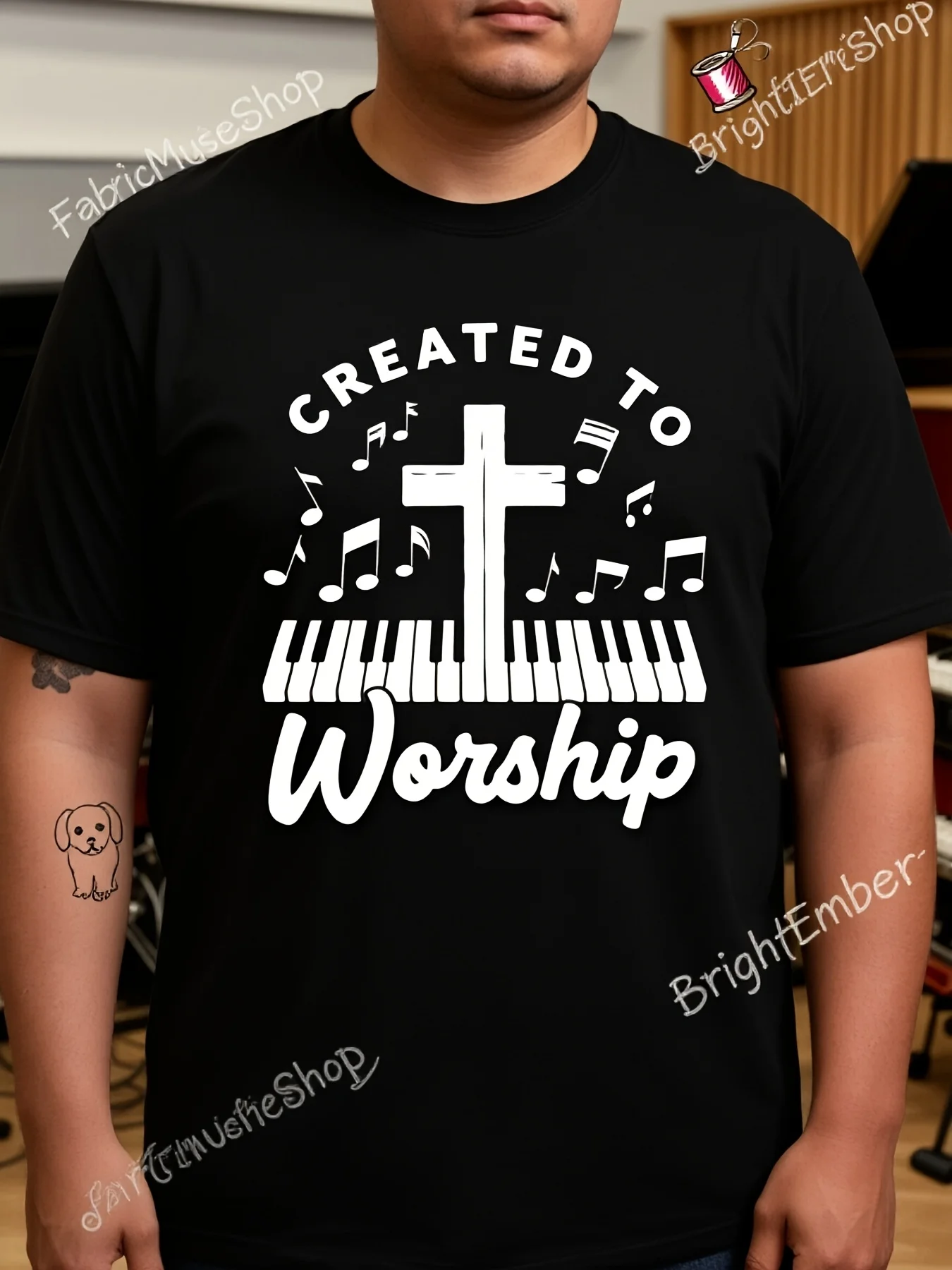Men's Unisex Christian Piano Key TShirt Soft Breathable Streetwear Top with Piano AllSeason Casual Wear for Church Musicians Piano Players Ideal for Halloween Thanksgiving Christma Partie1Retro Casual Short-sleeved T-shirt with a Round Neck
