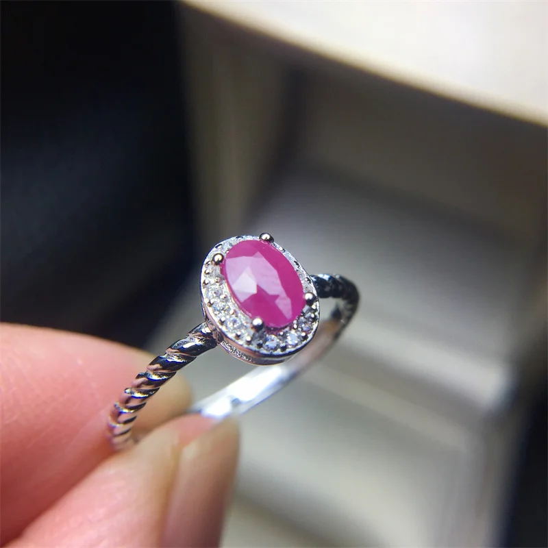 

Authentic Real 925 Sterling Silver Wedding Ring Natural Ruby Gemstone 18k Yellow Gold Bridal Gorgous Elegant