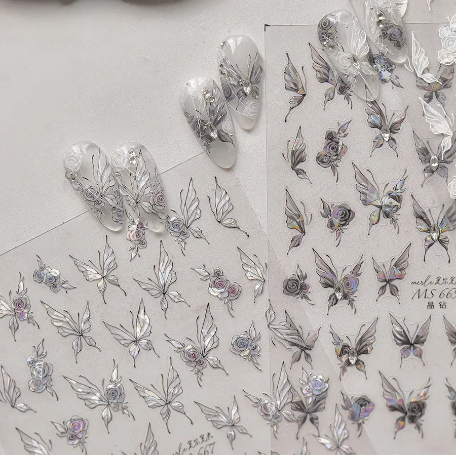 Gelée papillon 5D Nail Art autocollant strass cristal charmant brillant insectes animaux bricolage auto-adhésif décoration manucure décalcomanie