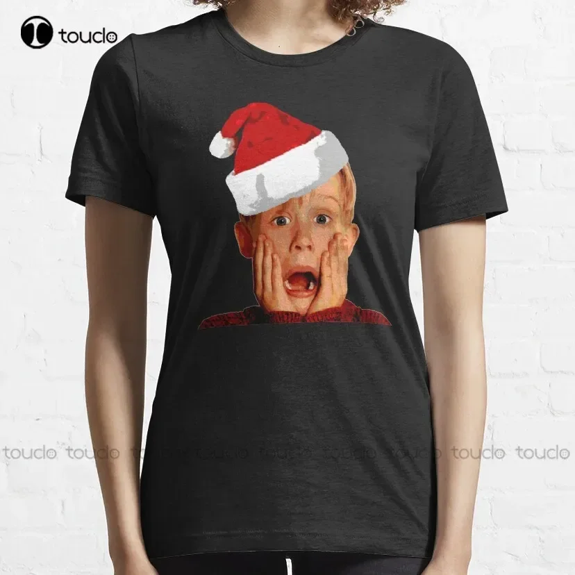 Home Alone Santa Hat T-Shirt: Macaulay Culkin Christmas Holiday T-Shirt Shirts Men Custom Aldult Teen Unisex Fashion Funny New