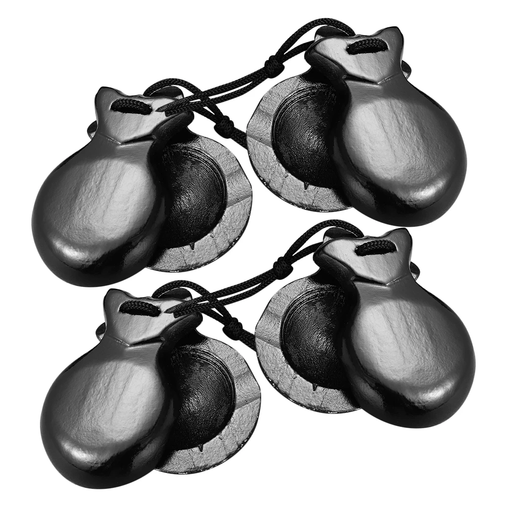 

4pcs Wooden Castanets Fine Workmanship Clear Sound Lightweight Compact Finger Castanets Small Percussion Instruments Wood