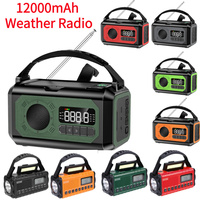 12000mAh Emergency Weather Radio with 2 Solar Panels Solar Hand Crank Flashlight Reading Lamp SOS Alarm for Camping Hiking Tents