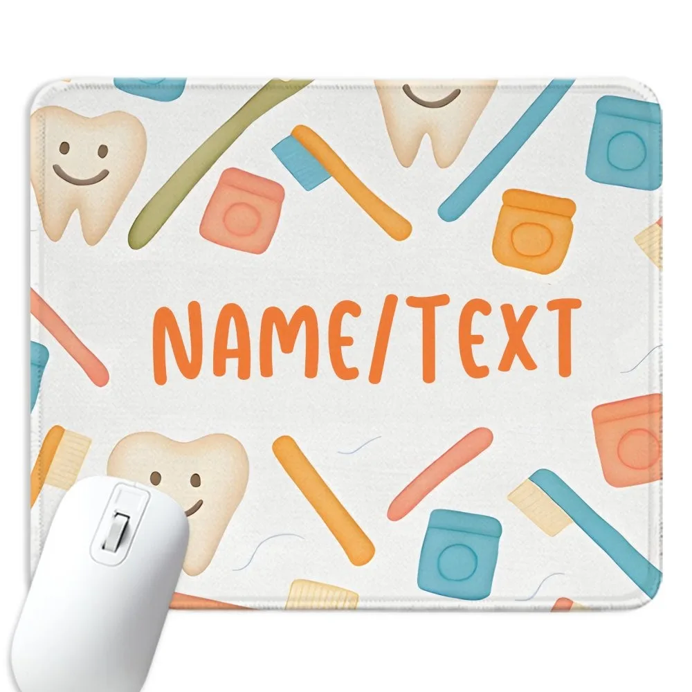 [2D Flat] 1pc Personalized Custom Dentist Hygienist Pattern Mouse Pad Custom Name Text Multi Sizes Desk Mouse Pad