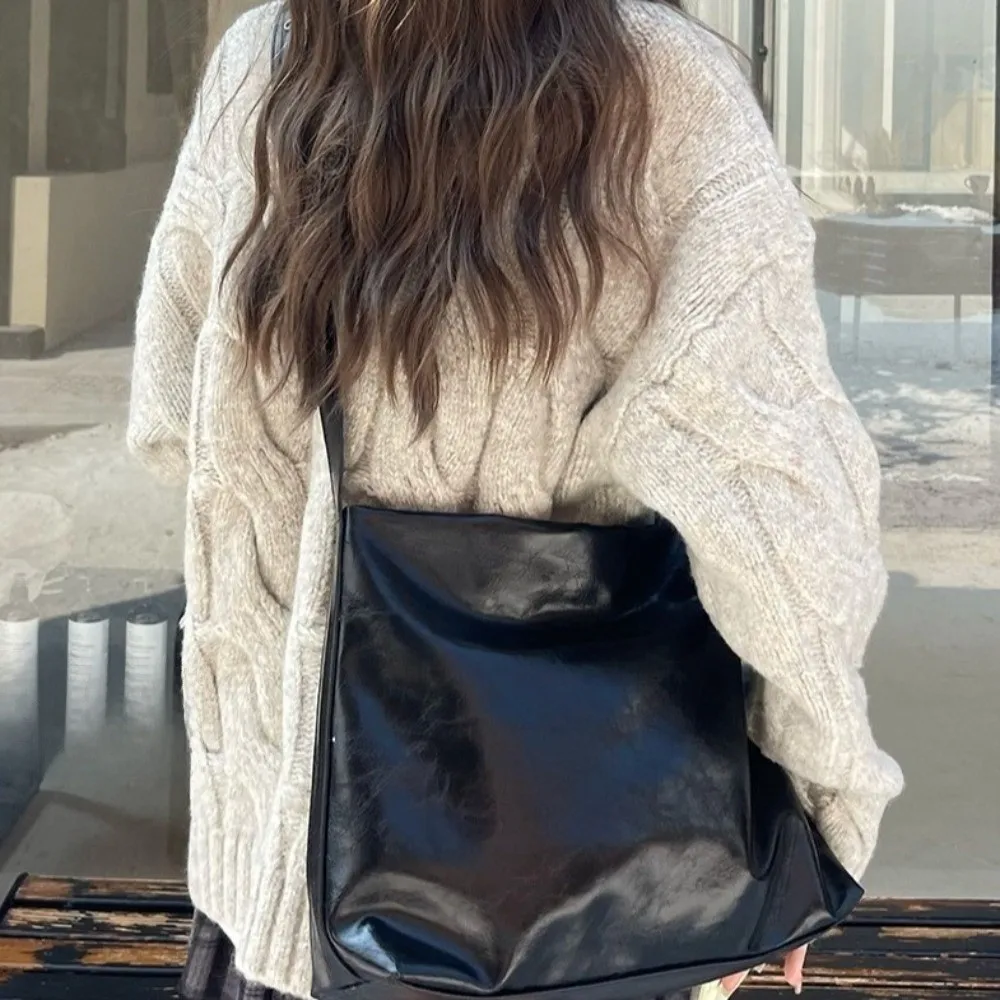 

Vintage Square Large Capacity Crossbody Bag Y2k Korean Style Leather Shoulder Bag Solid Color Hobo Women Handbag Daily