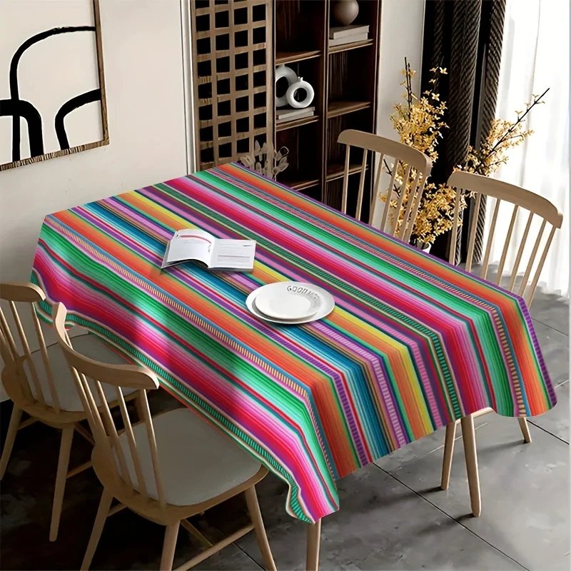 A Mexican tablecloth with a popular Mexican style decoration. Made of polyester material.