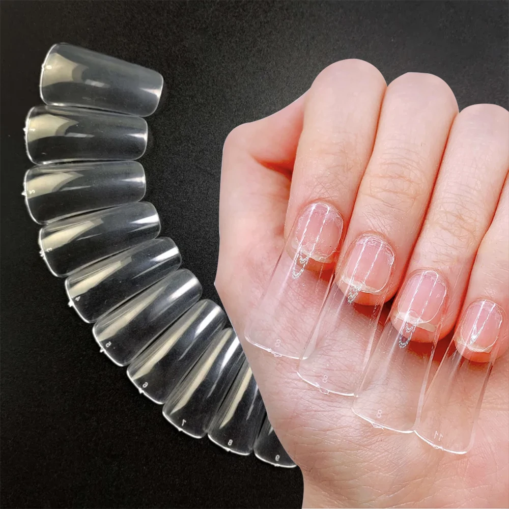 

504pcs clear Long Duck Feet Style Full Cover Flare Finger False Nail Tips 90s super cute Press On Extension amazing designs