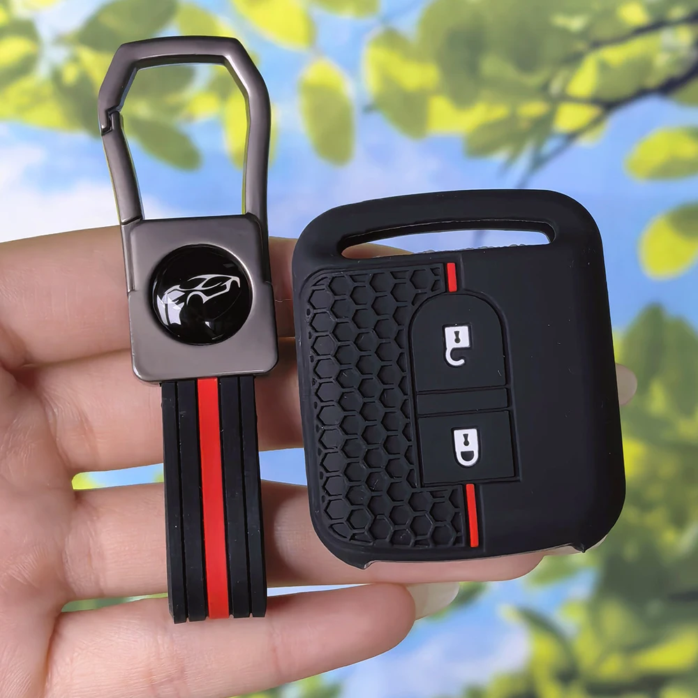Non‑Slip Honeycomb Silicone Key Shell With KeyChain For Nissan Micra K12 Note Navara Qashqai J10 Primera Almera Sunny X‑Trail
