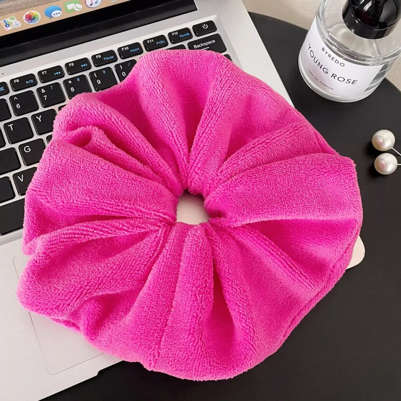 Handuk Pengering Rambut Ekstra Besar, Ikat Rambut, Perawatan Rambut, Penyerap, Scrunchie Tebal, Tali Rambut untuk Wanita, Bulu Halus Manis, Kuncir Rambut Rendah, Ikat Rambut Bunga