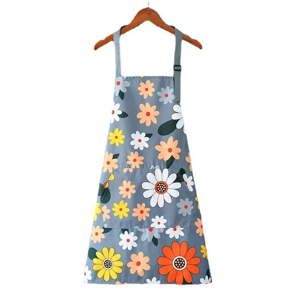 

Fashion Flower Prints Kitchen Apron Oil-proof Waterproof Kitchen Smock Sleeveless Anti-fouling Cooking Apron