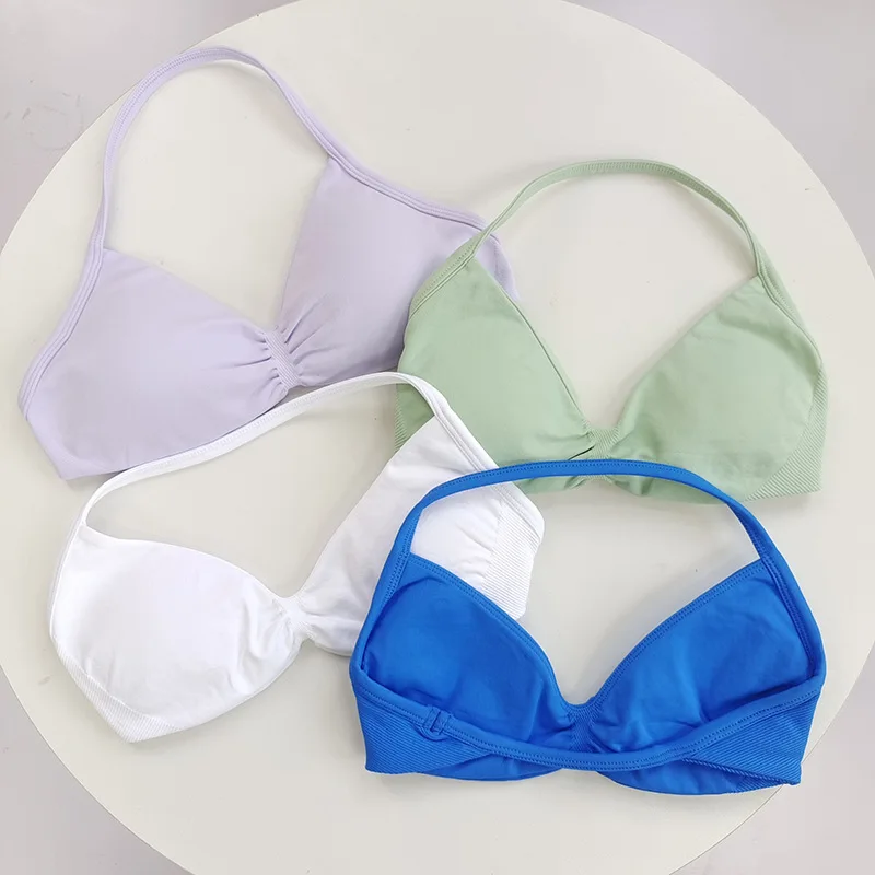 【セール中】レディース ハイサポート レースアップ スポーツブラ - 細ストラップ キャミソール、シームレス、タイトフィット、プッシュアップ トレーニング&ヨガ、ジムトップ