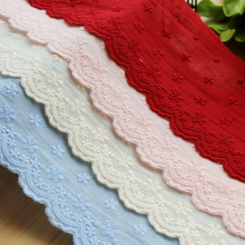 3Yards Colors Cotton Embroidery Lace Trim Accessories Dentelle 9.8cm Wide DIY Handmade Skirt Bedding Curtains Lace Fabric Sewing