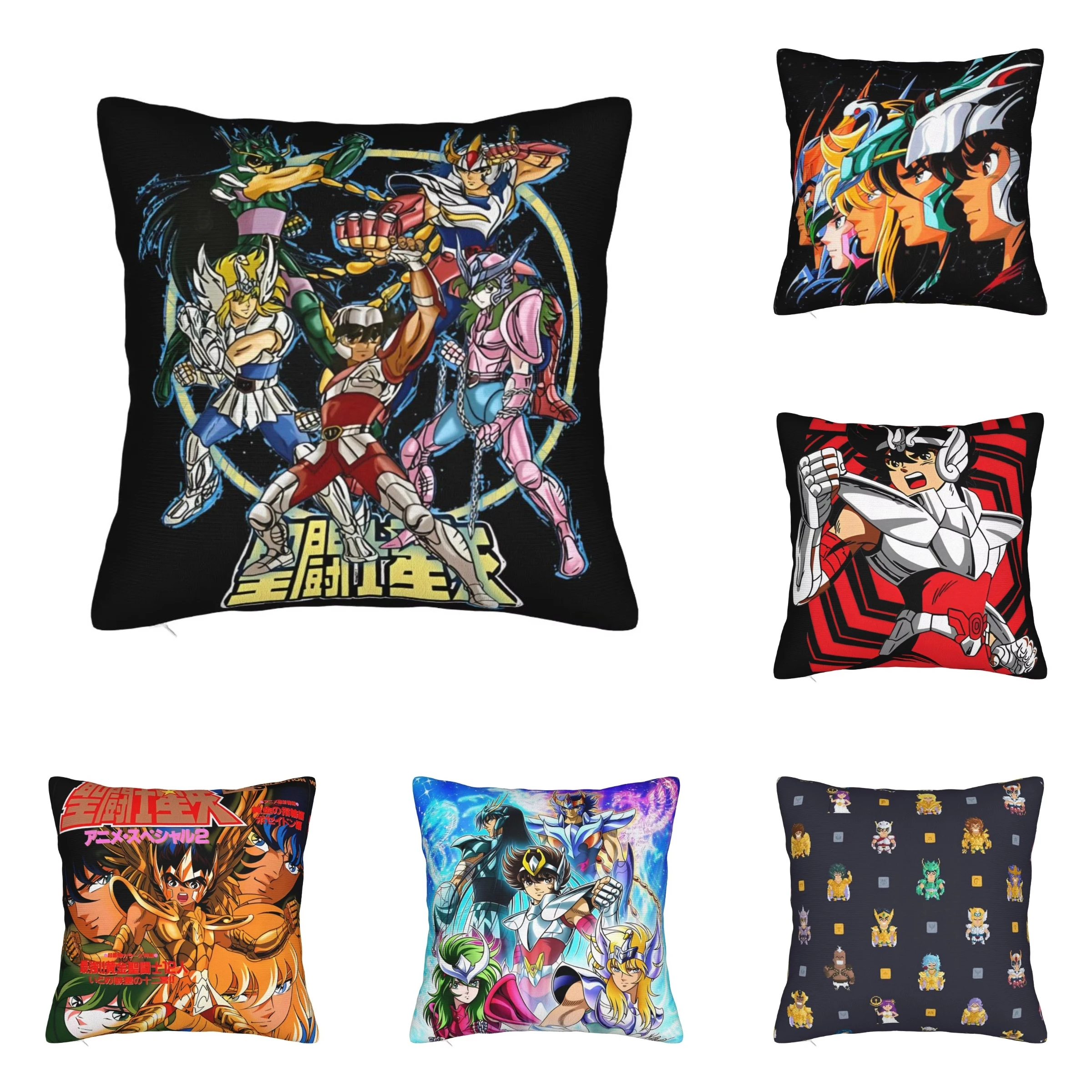 

Knights of the Zodiac Manga Square Pillow Covers Polyester Bed Car Cushion Case Funny Home Decoration Throw Pillow Case 45*45