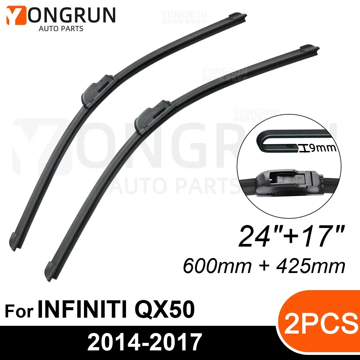 

Front Wipers For INFINITI QX50 2014-2017 Wiper Blade Rubber 24"+17" Car Windshield Windscreen Accessories 2014 2015 2016 2017