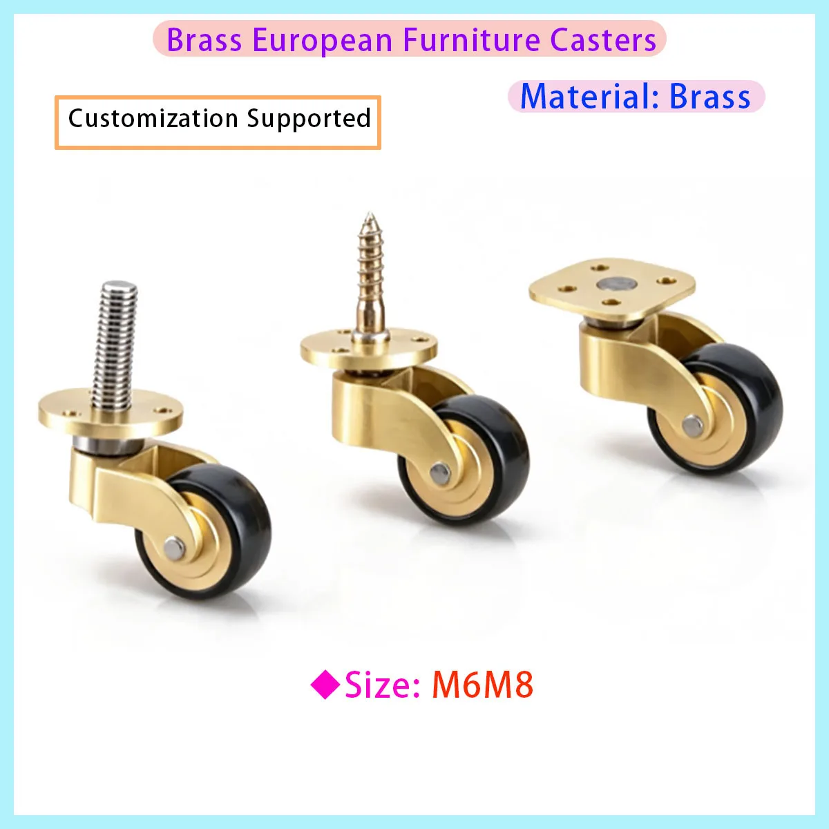 Universal Wheels, Piano Casters, Metal Sofa Foot Rollers, Office Furniture Hardware/High Quality Brass Furniture Casters