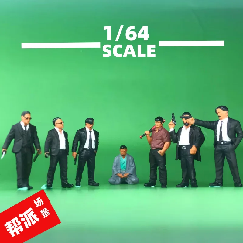 Miniature Figurines 1/64 Action Figures Boss of The Gang Leader of The Gang Gang Member Sand Table Scene Ornament Accessories