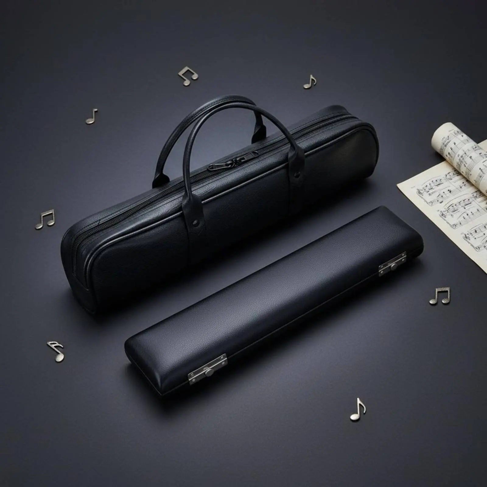 

16 Hole Flute Case Leather Flute Bag Set Music Accessory Shielded Long-Lasting for Performance, Practice