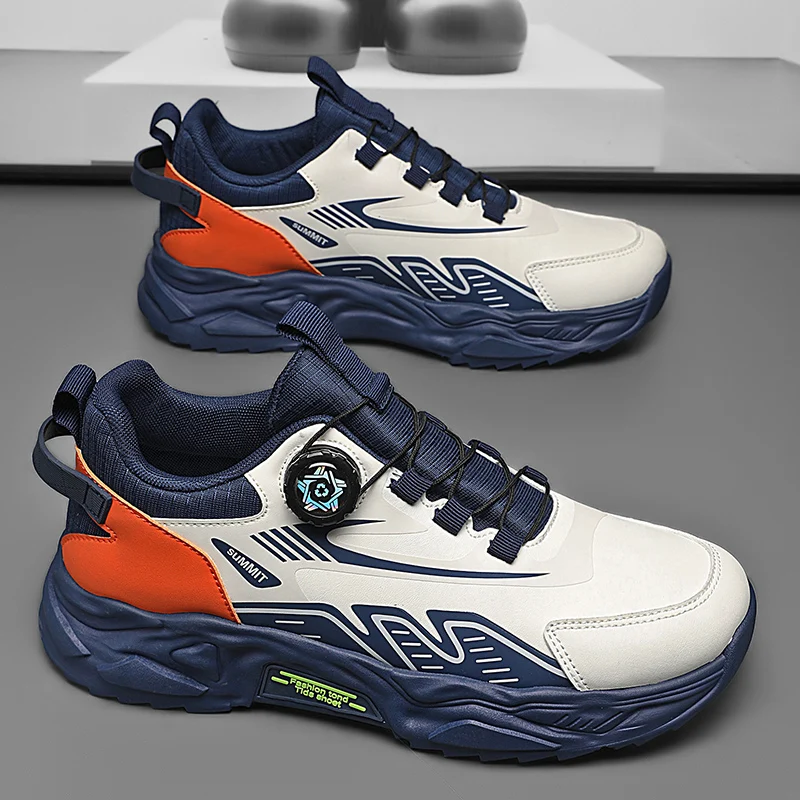 

Мужские корейские повседневные спортивные кроссовки на мягкой подошве с вращающимися шнурками, дышащие, для бега и ходьбы, студенческие кеды на все сезоны