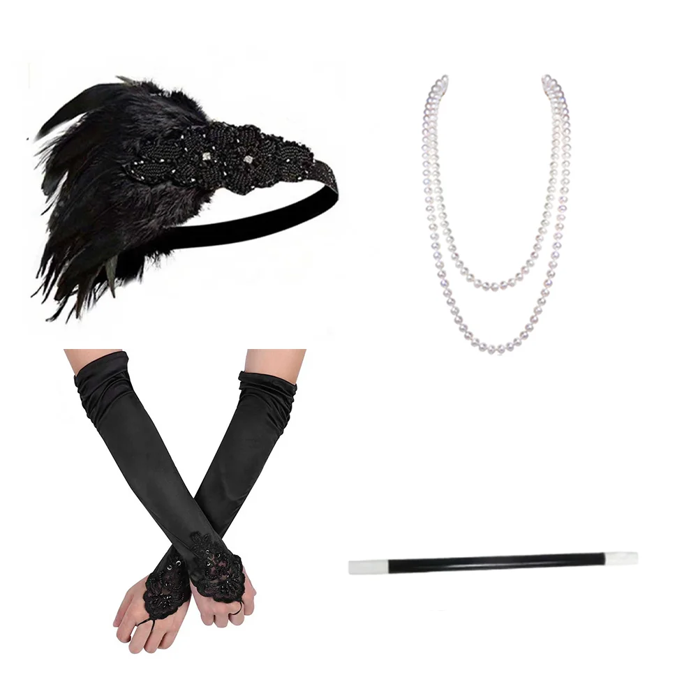 

PESENAR 1920s - Clothing - 5-piece Set Suitable for Festival Character Outfits and Dance Stage Performances