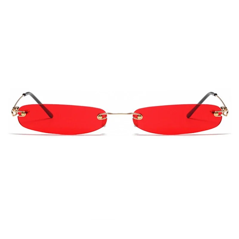 Narrow Sunglasses Men Rimless Summer  Red Blue Black Rectangular Sun Glasses For Women Small Face Hot Selling